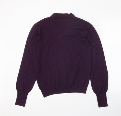 Peter Werth Womens Purple V-Neck Acrylic Pullover Jumper Size 10