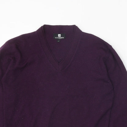Peter Werth Womens Purple V-Neck Acrylic Pullover Jumper Size 10