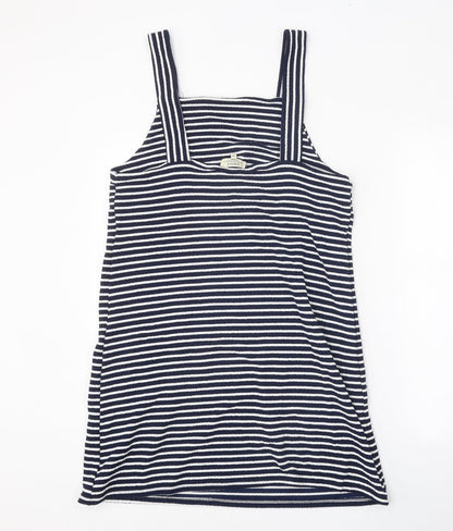 Papaya Womens Blue Striped Polyamide Tank Dress Size 14 Square Neck Pullover