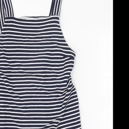 Papaya Womens Blue Striped Polyamide Tank Dress Size 14 Square Neck Pullover