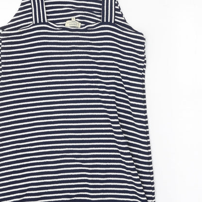 Papaya Womens Blue Striped Polyamide Tank Dress Size 14 Square Neck Pullover