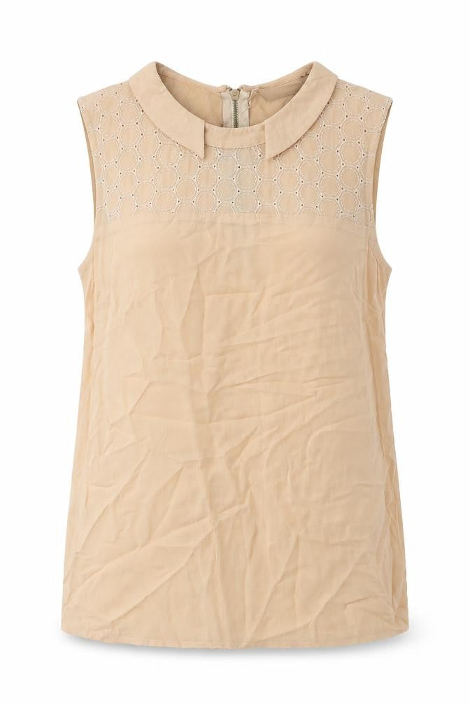 Womens UK Size 10 Oasis Beige Basic Blouse
