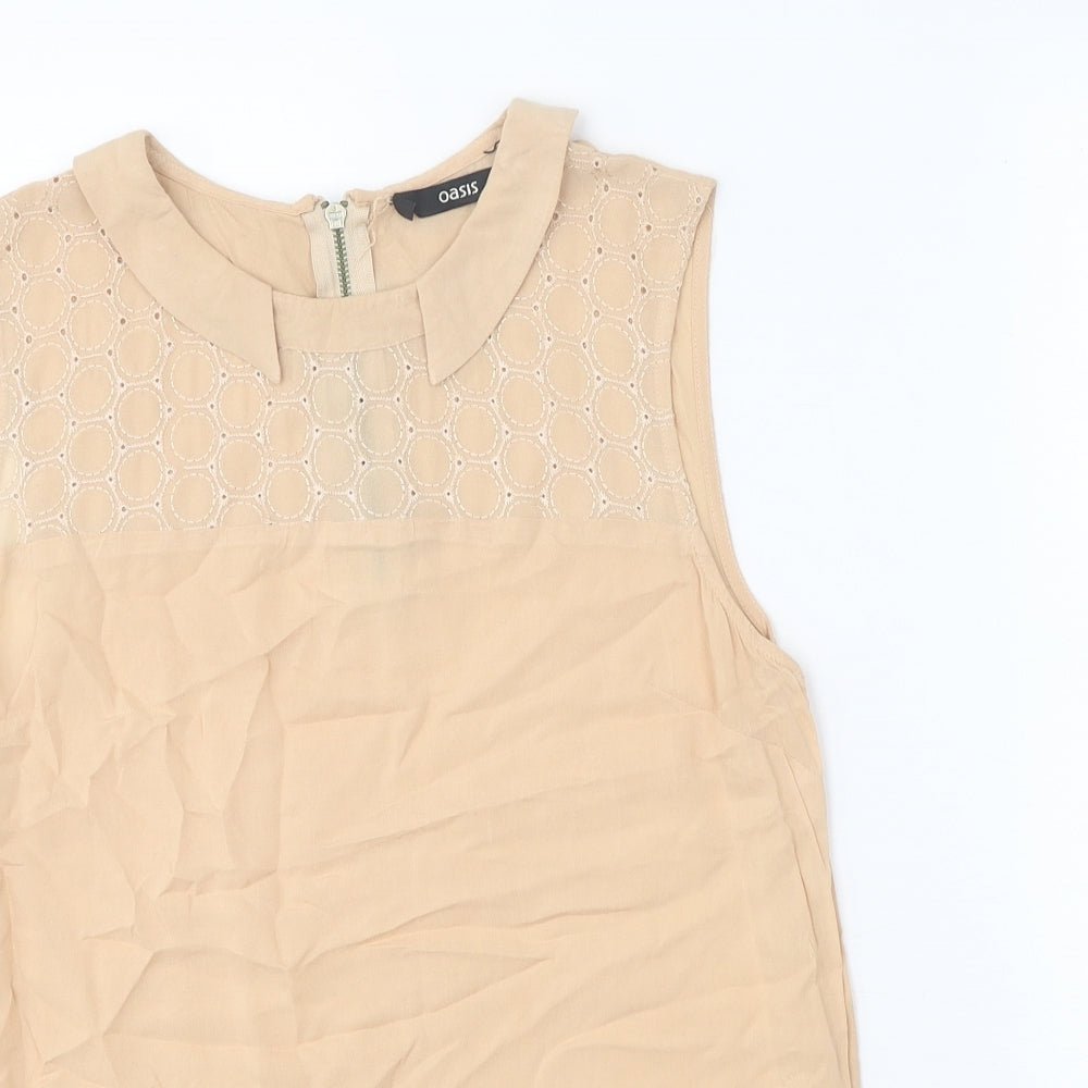 Womens UK Size 10 Oasis Beige Basic Blouse