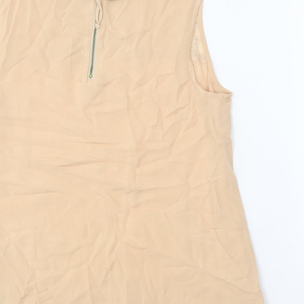 Womens UK Size 10 Oasis Beige Basic Blouse