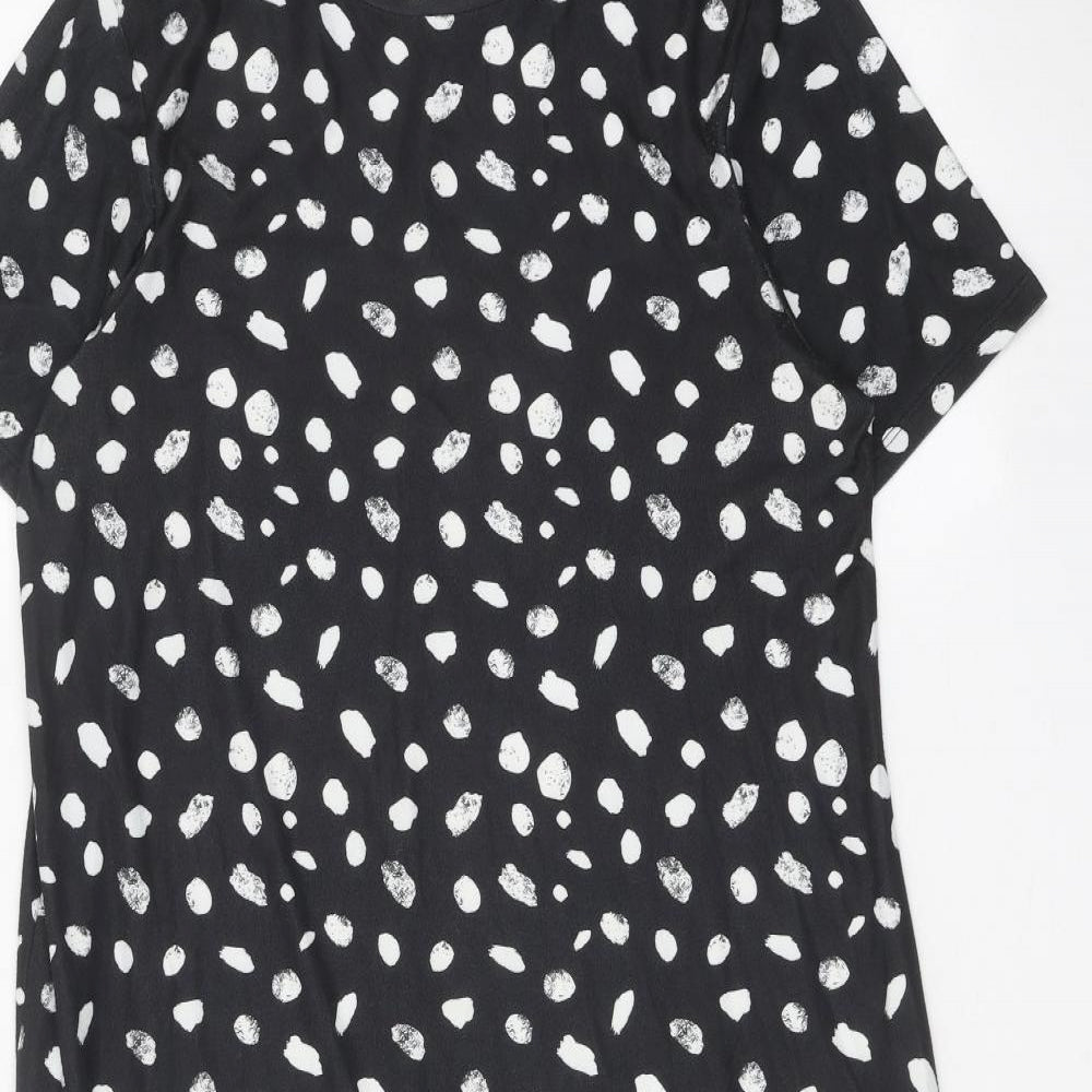 Urban Threads Womens Black Animal Print Polyester A-Line Size 8 Round Neck Pullover