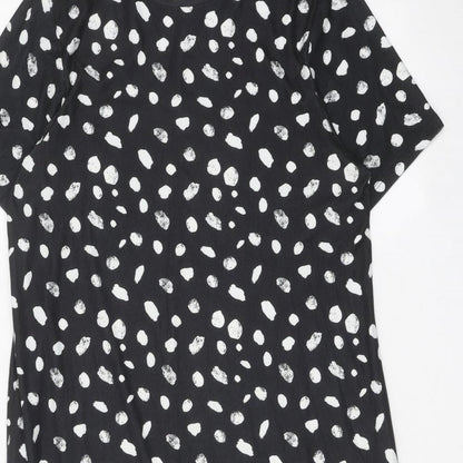 Urban Threads Womens Black Animal Print Polyester A-Line Size 8 Round Neck Pullover