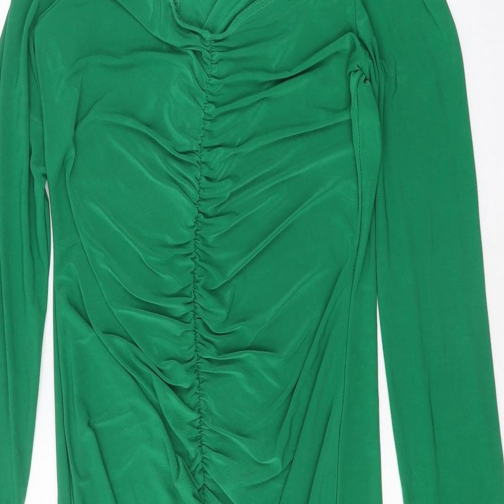 I SAW IT FIRST Womens Green Polyester Bodycon One Size Off the Shoulder Drawstring