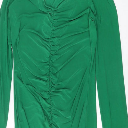 I SAW IT FIRST Womens Green Polyester Bodycon One Size Off the Shoulder Drawstring