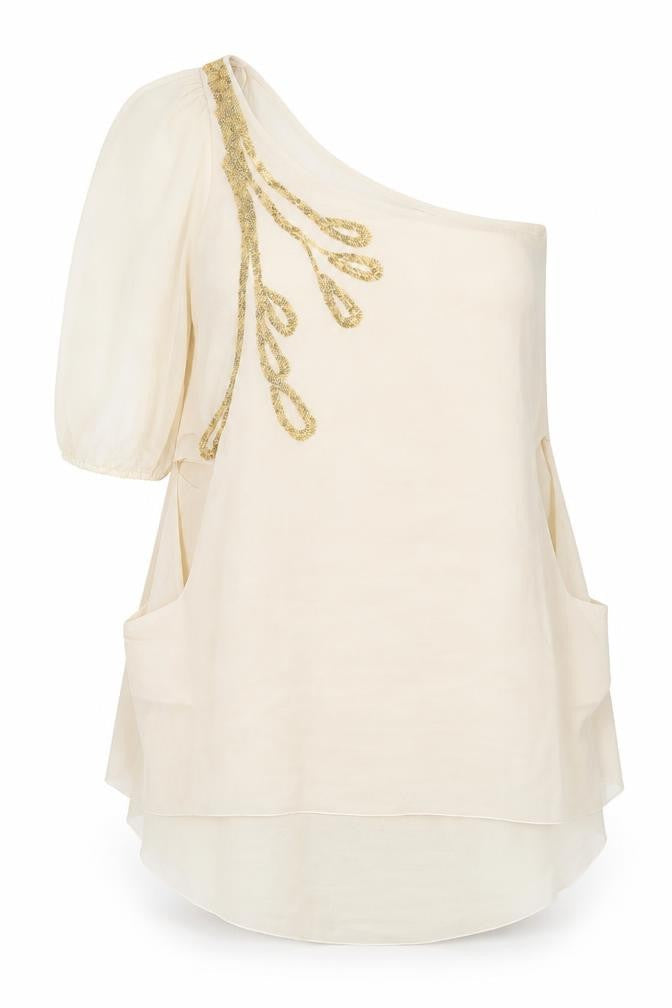 Womens UK Size M TFNC Beige Tunic Blouse