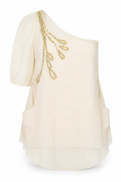 Womens UK Size M TFNC Beige Tunic Blouse