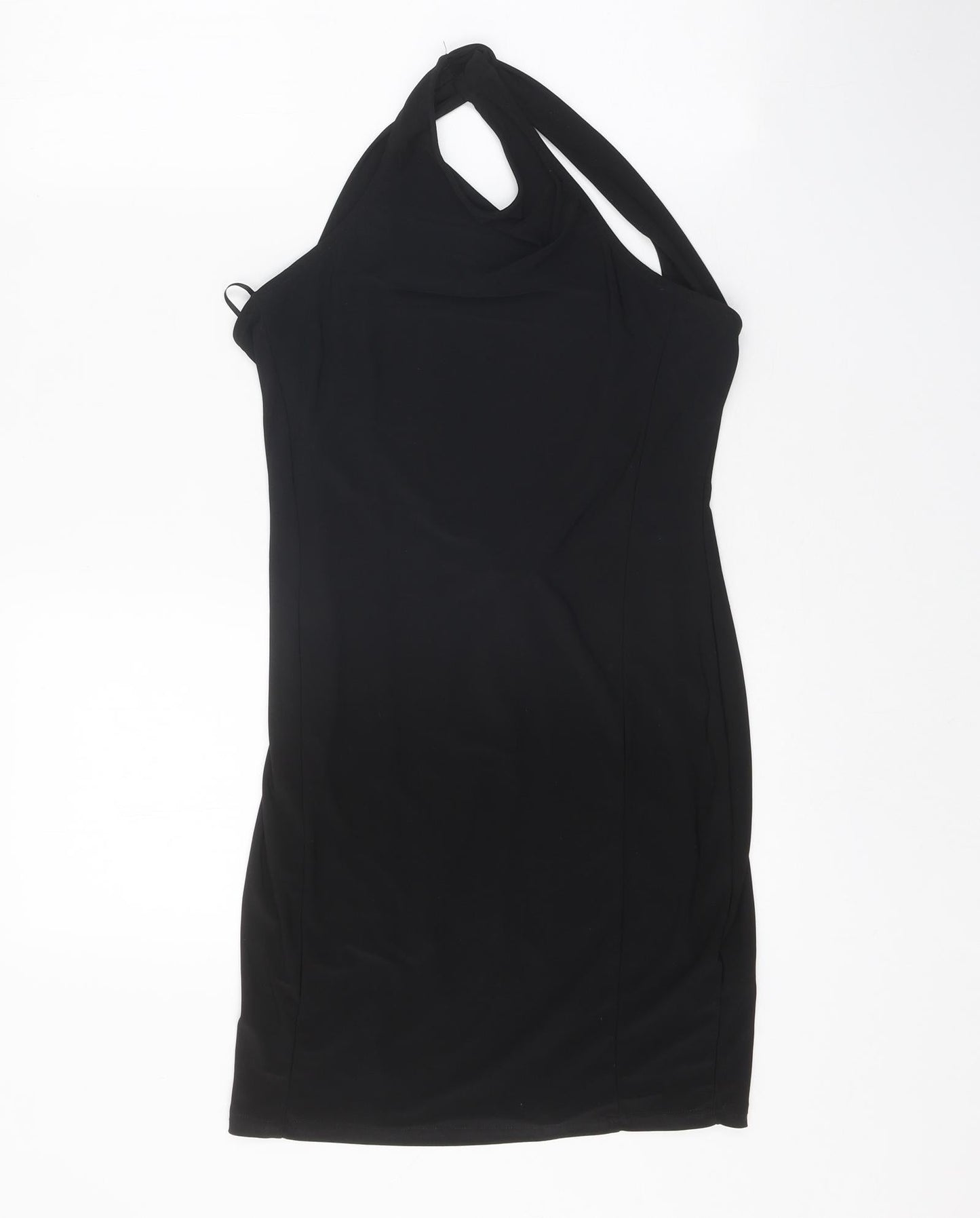 Miss Selfridge Womens Black Polyester Bodycon Size 8 Halter Pullover