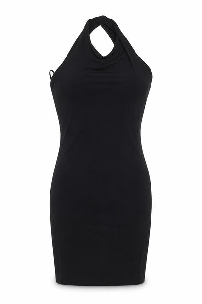 Miss Selfridge Womens Black Polyester Bodycon Size 8 Halter Pullover
