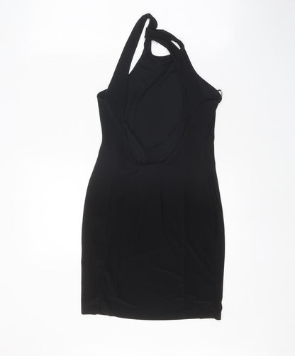 Miss Selfridge Womens Black Polyester Bodycon Size 8 Halter Pullover