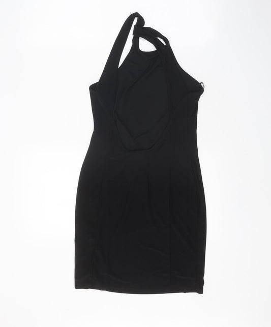 Miss Selfridge Womens Black Polyester Bodycon Size 8 Halter Pullover