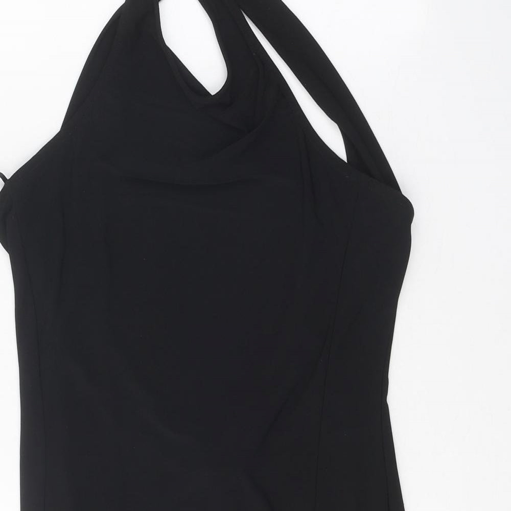 Miss Selfridge Womens Black Polyester Bodycon Size 8 Halter Pullover