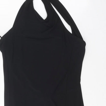 Miss Selfridge Womens Black Polyester Bodycon Size 8 Halter Pullover