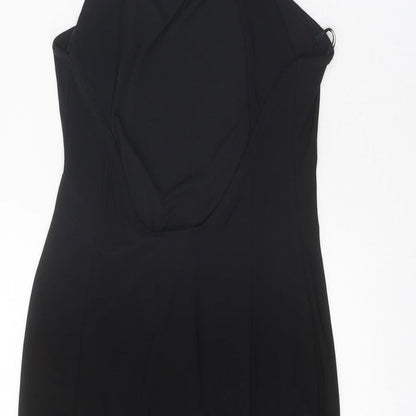 Miss Selfridge Womens Black Polyester Bodycon Size 8 Halter Pullover