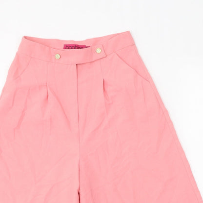 Womens UK Size 8 Boohoo Regular Fit Cropped Pink Trousers