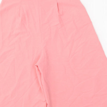 Womens UK Size 8 Boohoo Regular Fit Cropped Pink Trousers