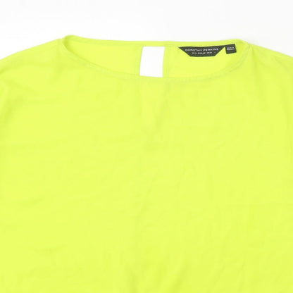 Dorothy Perkins Womens Green Polyester Basic T-Shirt Size 12 Round Neck - Knot Front