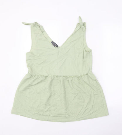 Primark Womens Green Viscose Basic Tank Size 10 V-Neck