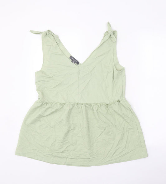 Primark Womens Green Viscose Basic Tank Size 10 V-Neck