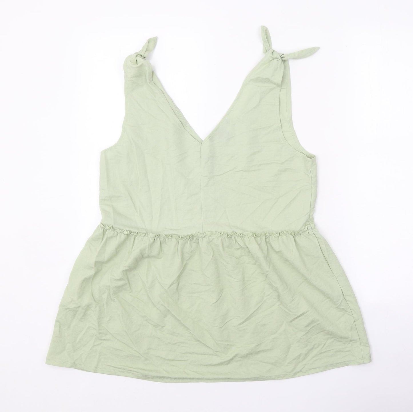 Primark Womens Green Viscose Basic Tank Size 10 V-Neck