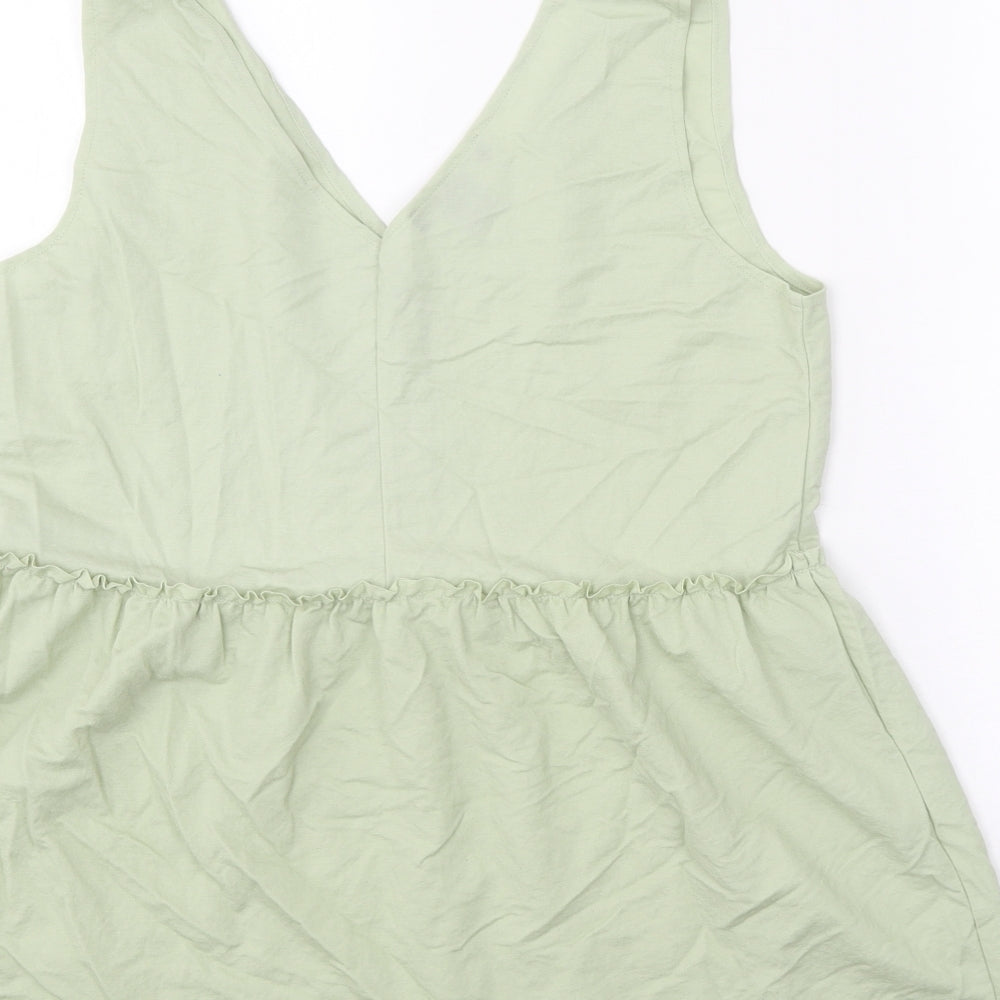 Primark Womens Green Viscose Basic Tank Size 10 V-Neck