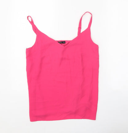F&F Womens Pink Polyester Basic Tank Size 8 V-Neck
