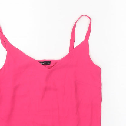 F&F Womens Pink Polyester Basic Tank Size 8 V-Neck