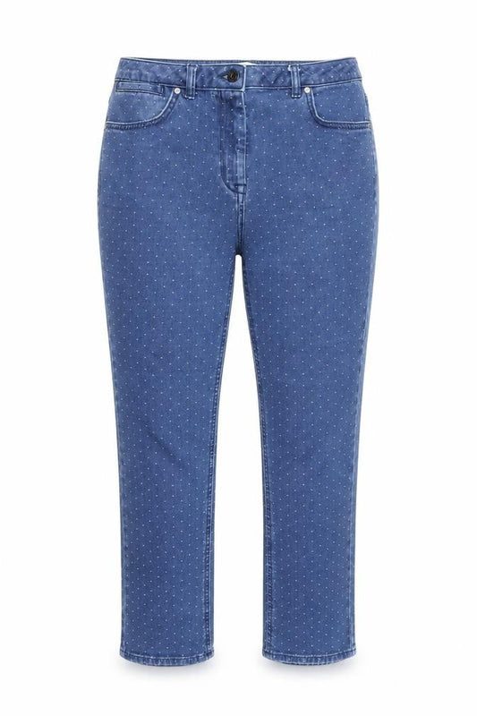 Country Casuals Womens Blue Polka Dot Cotton Straight Jeans Size 12 Regular Zip