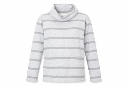 Rupert & Buckley Womens Grey Roll Neck Striped Cotton Pullover Jumper Size 8
