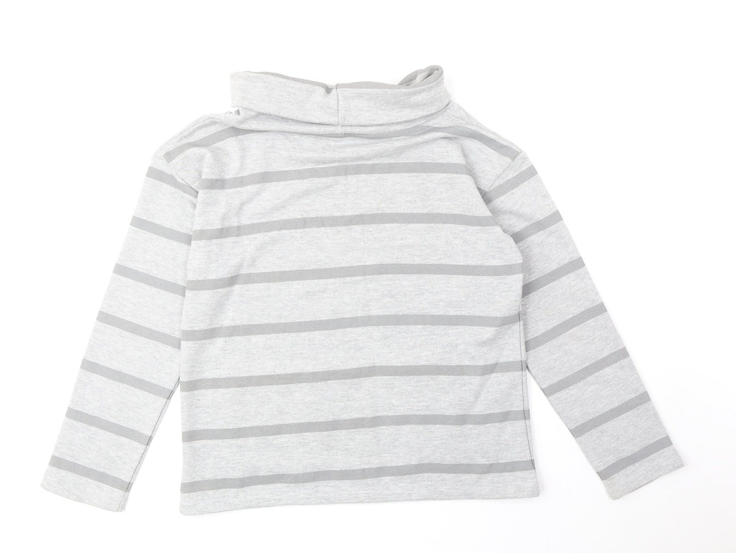 Rupert & Buckley Womens Grey Roll Neck Striped Cotton Pullover Jumper Size 8