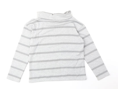 Rupert & Buckley Womens Grey Roll Neck Striped Cotton Pullover Jumper Size 8