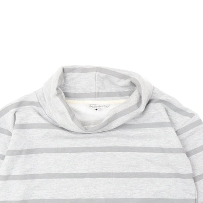 Rupert & Buckley Womens Grey Roll Neck Striped Cotton Pullover Jumper Size 8