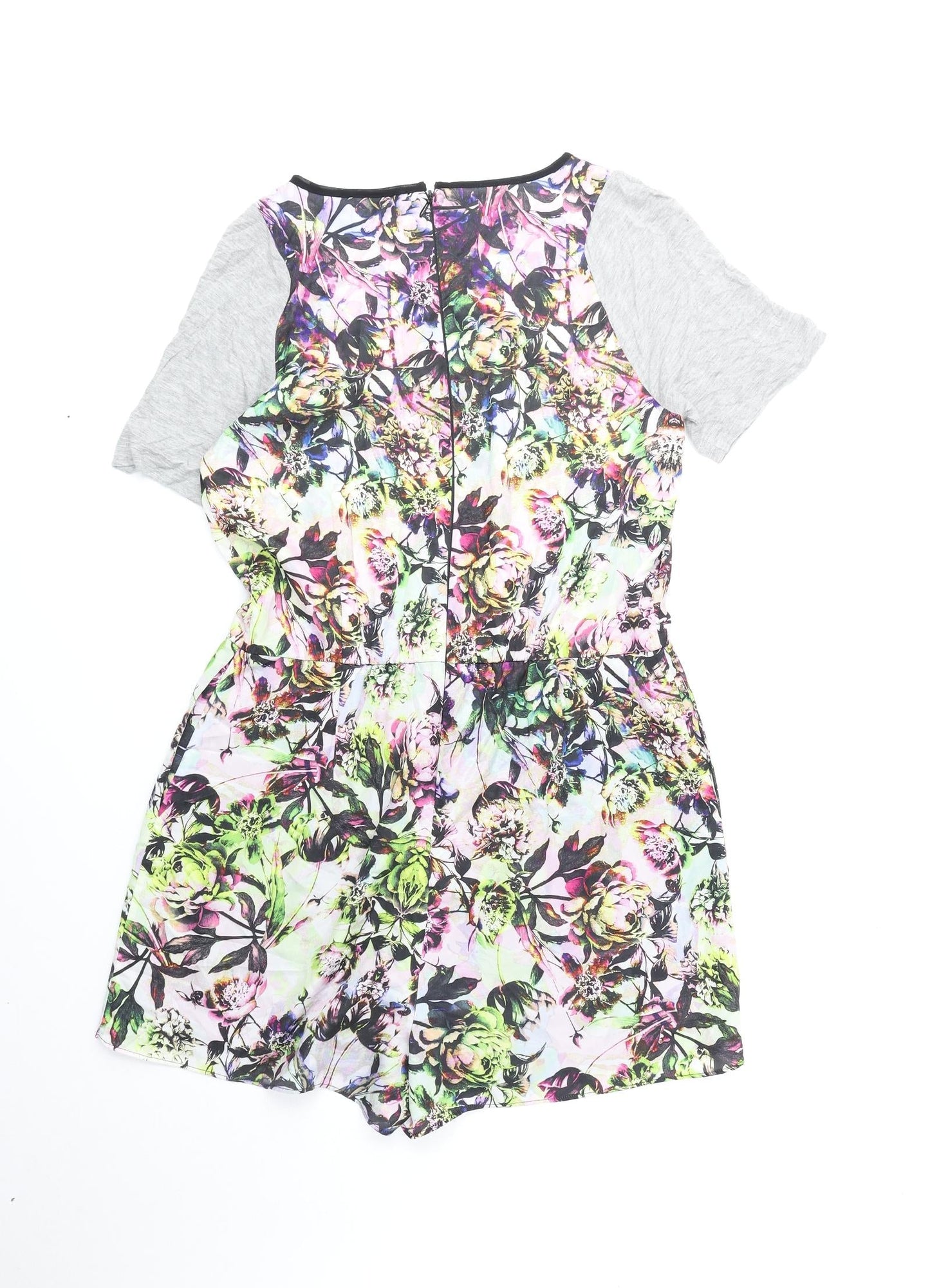 Warehouse Womens Multicoloured Floral Polyester Playsuit One-Piece Size 12 Zip