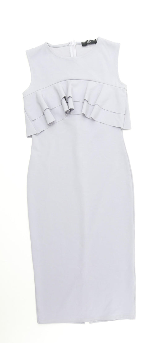 Missguided Womens Purple Polyester Bodycon Size 10 Scoop Neck Zip