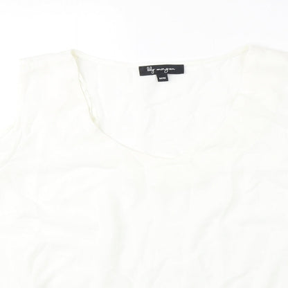 Lily Magam Womens Ivory Polyester Basic Blouse Size M Scoop Neck - Cold Shoulder