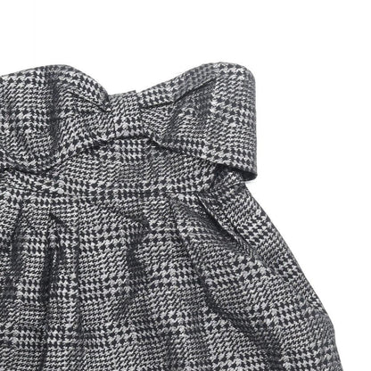 Preworn Womens Black Plaid Cotton Mini Size 10 Off the Shoulder Zip
