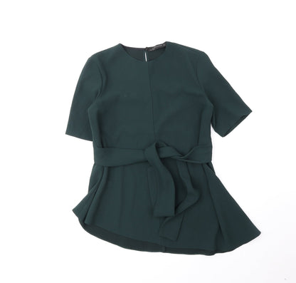 Womens UK Size XS Zara Green Basic Blouse