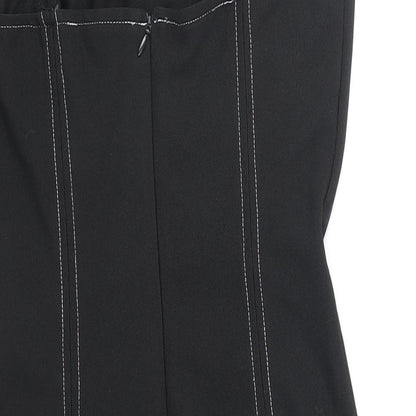Saint Genes Womens Black Polyester Mini Size 8 Square Neck Zip - Contrast Stitching