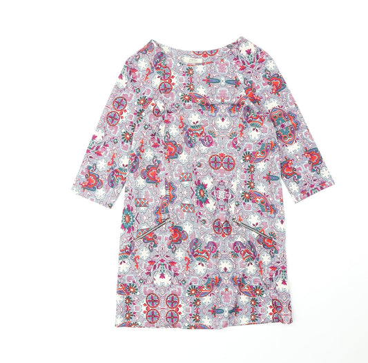 Papaya Womens Multicoloured Geometric Polyester Shift Size 8 Boat Neck Pullover
