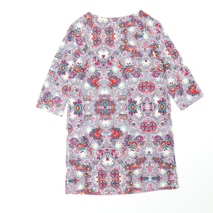 Papaya Womens Multicoloured Geometric Polyester Shift Size 8 Boat Neck Pullover