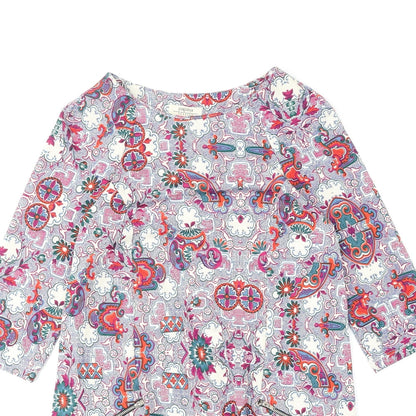 Papaya Womens Multicoloured Geometric Polyester Shift Size 8 Boat Neck Pullover