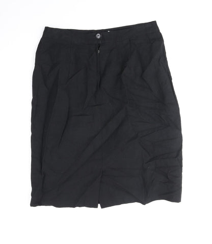Mondi Womens Black Linen Straight & Pencil Skirt Size 12 Zip