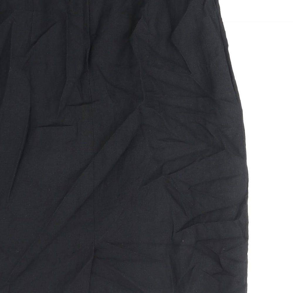 Mondi Womens Black Linen Straight & Pencil Skirt Size 12 Zip