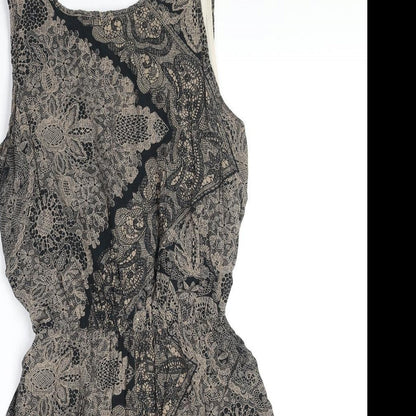 Preworn Womens Black Paisley Polyester Tank Dress Size S Boat Neck Pullover