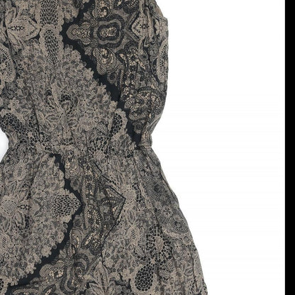 Preworn Womens Black Paisley Polyester Tank Dress Size S Boat Neck Pullover
