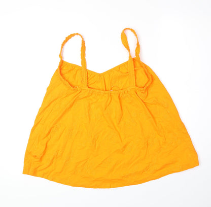 Per Una Womens Orange 100% Cotton Basic Tank Size 8 V-Neck