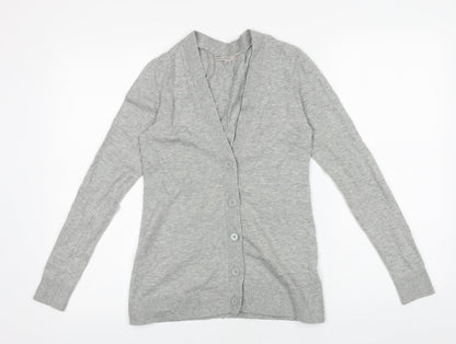Gap Womens Grey V-Neck Cotton Cardigan Jumper Size 2XS